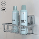 Suporte Porta Shampoo com Fixação 3M Cromado