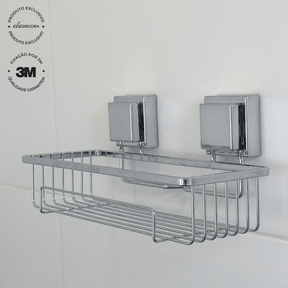 Suporte Porta Shampoo com Fixação 3M Cromado