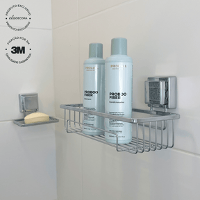 Suporte Porta Shampoo com Fixação 3M Cromado