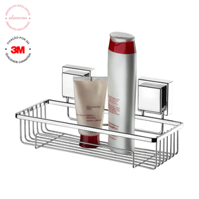Suporte Porta Shampoo com Fixação 3M Cromado