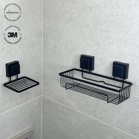Suporte Porta Shampoo com Fixação 3M Preto Fosco