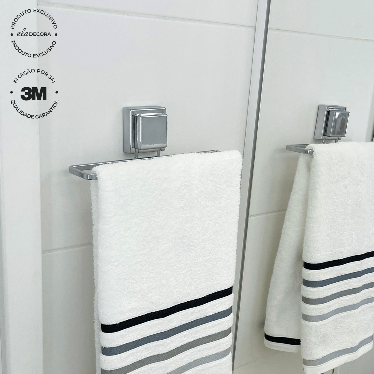 Toalheiro de Lavabo Fixação 3M 25cm Cromado