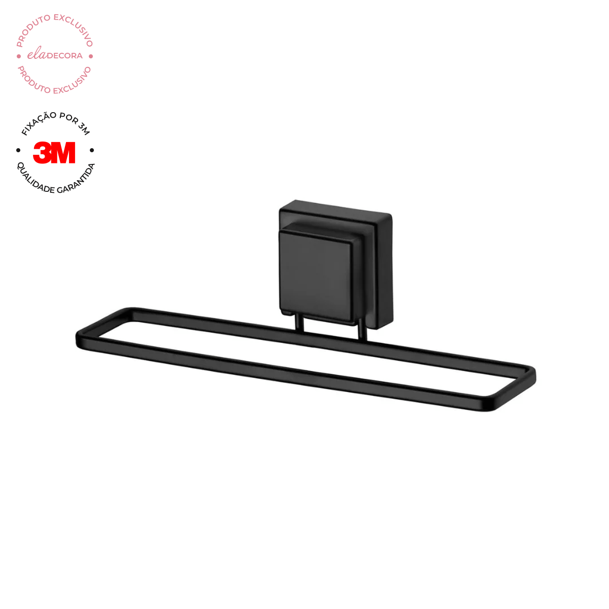 Toalheiro de Lavabo Fixação 3M 25cm Preto Fosco