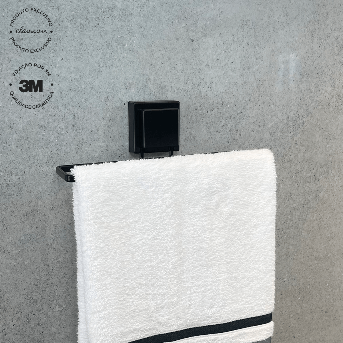 Toalheiro de Lavabo Fixação 3M 25cm Preto Fosco