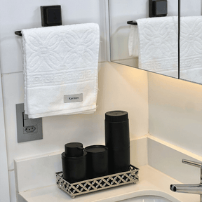 Toalheiro de Rosto com Ventosa Fixação Fácil Preto Fosco