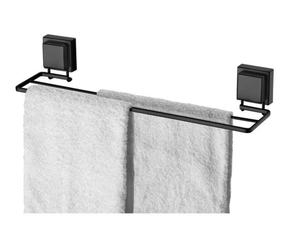 Toalheiro Duplo Preto Fosco com Ventosas de Alta Aderência 45cm
