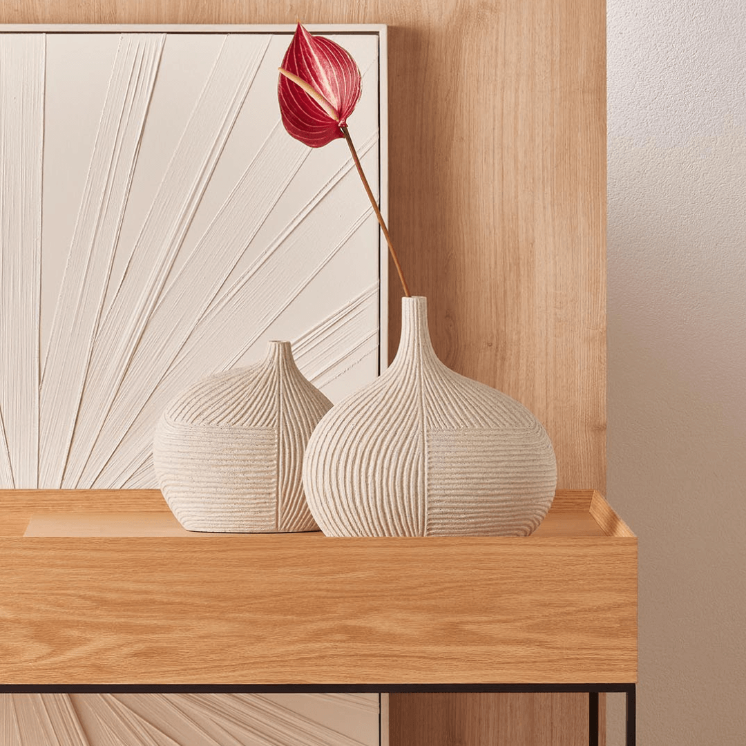 Vaso Decorativo em Polirresina Bege 21,5cm