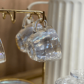 Jogo 4 Xicaras de Chá com 4 Pires Menfis Furta Cor e Dourado