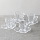 Jogo 4 Xícaras de Chá com Pires em Vidro Butterfly 180ml